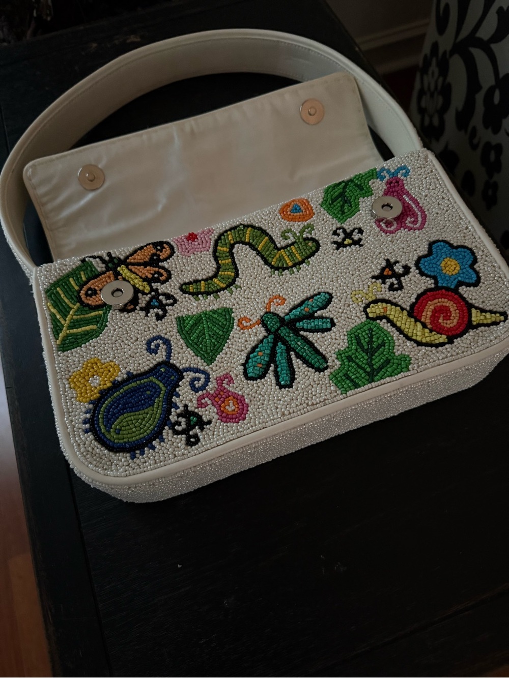 STAUD Tommy Bug Out Glass Beaded Shoulder Bag Purse - Picture 9 of 12